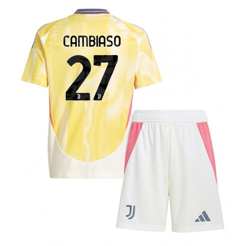 Fotballdrakt Barn Juventus Andrea Cambiaso #27 Bortedraktsett 2024-25 Kortermet (+ Korte bukser)